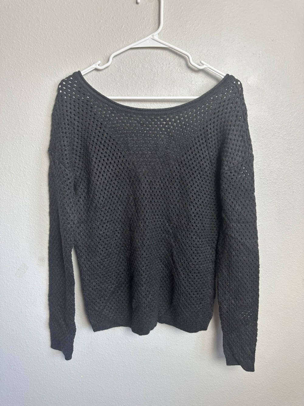 Harper lane stitch fix  Open-Knit Off-the-Shoulder Sweater in Charcoal